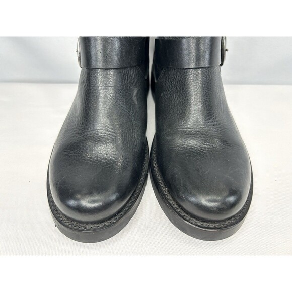 Frye Veronica Bootie Women's Size 7.5 B Black Motorcycle Boot Strap Buckle - Picture 2 of 11